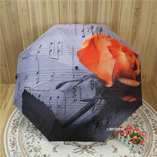 包邮水彩画东方明珠台湾原单铁塔创意化伞3折自动伞晴雨伞折叠伞