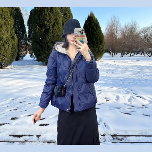 80羽绒服厚拼色双色宽松连帽外套