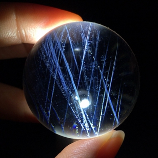 天然5A蓝针球白水晶球超美全净体原石打磨收藏品桌面装饰品摆件