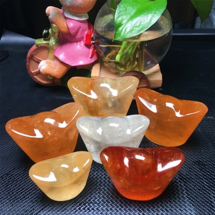 天然黄方解石金元宝焦糖色冰洲石淡黄色彩虹原石打磨家居桌面摆件