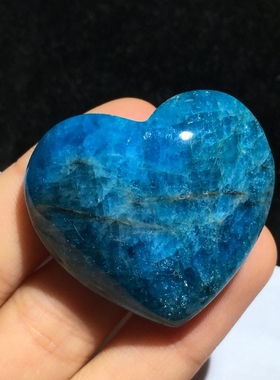 天然蓝磷灰水滴蛋面爱心形吊坠