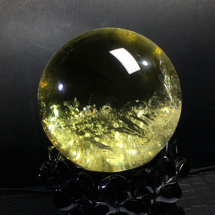 天然黄水晶球晶体通透家居摆件