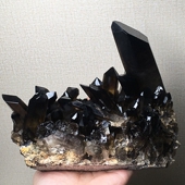 饰品摆件 天然黑水晶簇茶晶簇原石原矿手链消磁黑色水晶家居桌面装