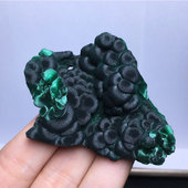 天然针状丝绒猫眼孔雀石原石原矿绿色标本观赏石家居桌面客厅摆件