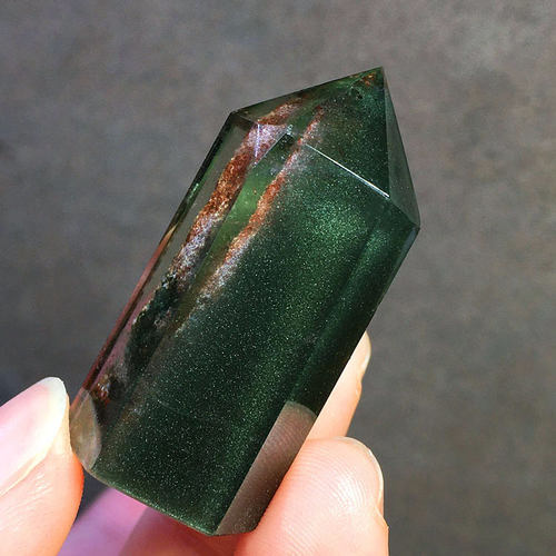 天然水晶绿幽灵摆件装饰品