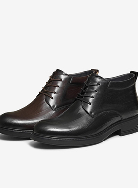 专柜正品百思图2025冬新款男鞋加绒保暖时尚商务休闲皮鞋61101DD5