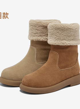 专柜正品百思图2025冬新款女靴加绒加厚雪地靴D3592DD5 L3728DD5