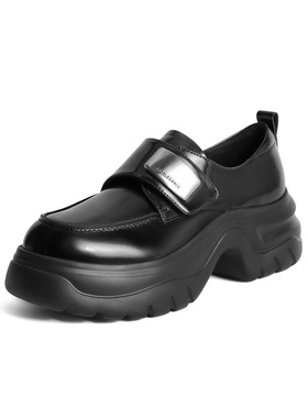 专柜正品百丽2024秋款女真皮黑色小皮鞋单鞋厚底JK乐福鞋B5F1DCA4