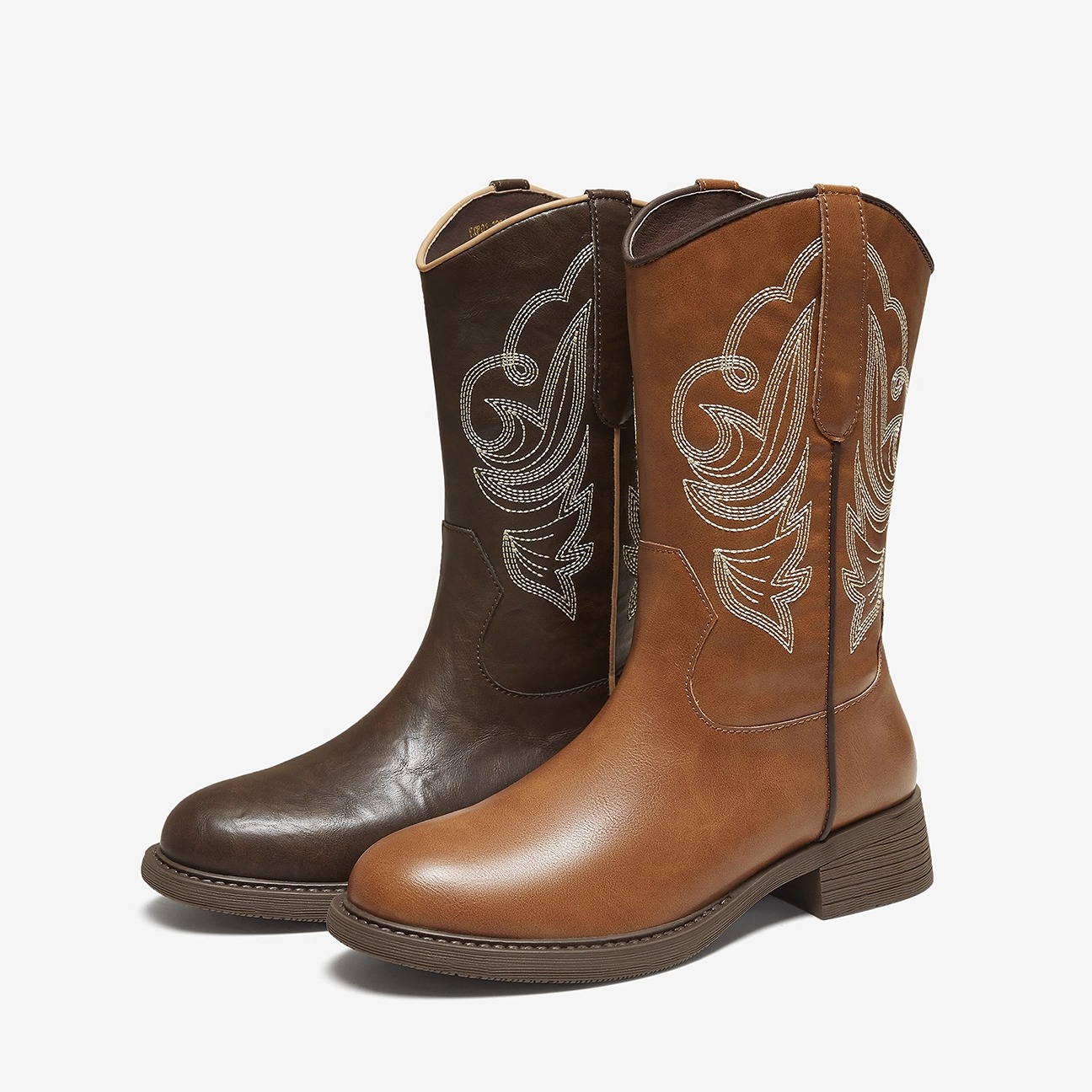 TATA/他她女靴棕色西部靴长筒靴