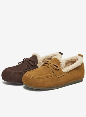 专柜正品TATA他她加绒保暖毛毛鞋女百搭乐福鞋2026春款CMN01AA6