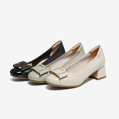 TATA/他她粗跟一脚蹬浅口女单鞋