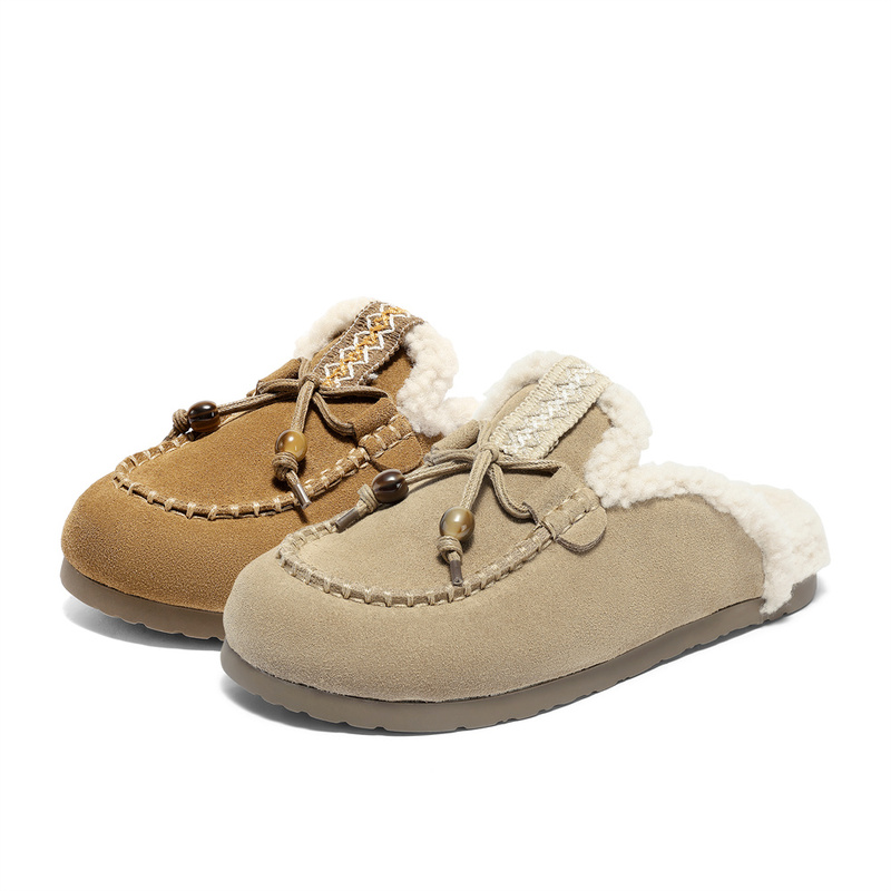 Senda/森达女靴毛毛鞋保暖拖鞋