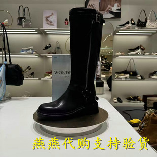 专柜思加图2025冬新款女靴复古骑士靴长靴粗跟时装靴EIH04DG5