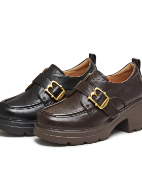 专柜正品天美意2026春款女鞋粗跟厚底英伦乐福鞋复古单鞋KE089AA6