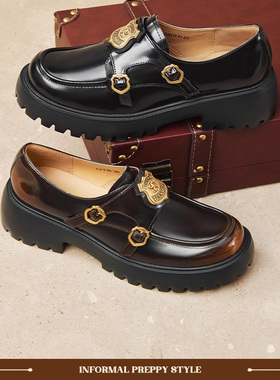 专柜正品天美意2025秋款女鞋厚底英伦学院乐福鞋复古单鞋CPF36CM5