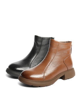 专柜正品森达2025冬季新款女靴羊皮休闲靴软面瘦瘦靴短靴XRL01DD5