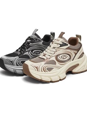 专柜正品天美意2024冬款女复古厚底增高老爹鞋运动休闲鞋BK161DM4