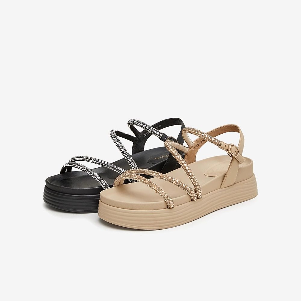 BASTO/百思图女复古罗马凉鞋松糕