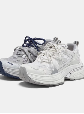 专柜正品百思图2025秋款女鞋网面老爹鞋厚底运动休闲鞋B8662CM5