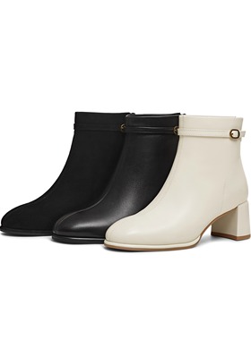 专柜正品天美意2025冬新款女靴复古时装靴高跟短靴瘦瘦靴BK032DD5