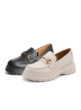 专柜正品百丽2024秋款女鞋黑色小皮鞋单鞋英伦风JK乐福鞋B5U1DCA4