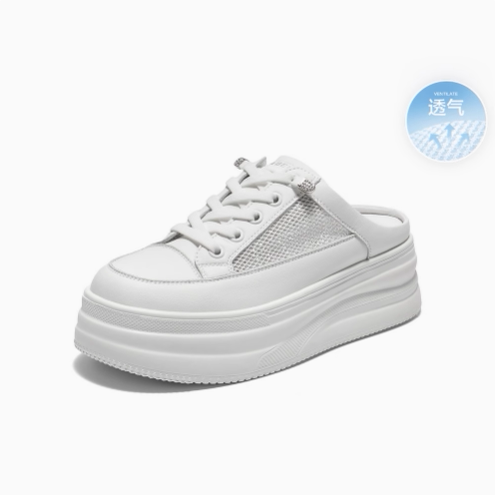 Belle/百丽可外穿包头小白凉拖鞋