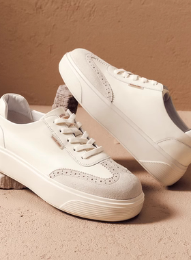 专柜正品拔佳2025秋季新款女鞋小白鞋厚底休闲运动板鞋UUQ01CM5