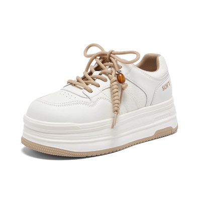 专柜正品百思图2026春新款女鞋厚底板鞋小白鞋运动休闲鞋D3851AM6