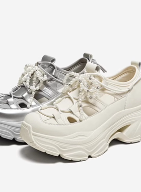 专柜正品他她2025夏款女鞋厚底轻便老爹鞋镂空凉鞋洞洞鞋CN501BM5