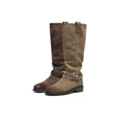 专柜正品 百丽复古堆堆靴西部靴女冬款 巴恩风高长筒靴子F2S1DDG5