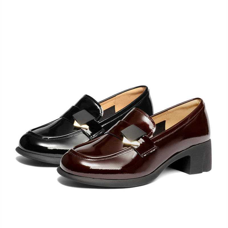 专柜正品森达2026春季新款女鞋乐福鞋光面气质粗跟单鞋XXF01AA6