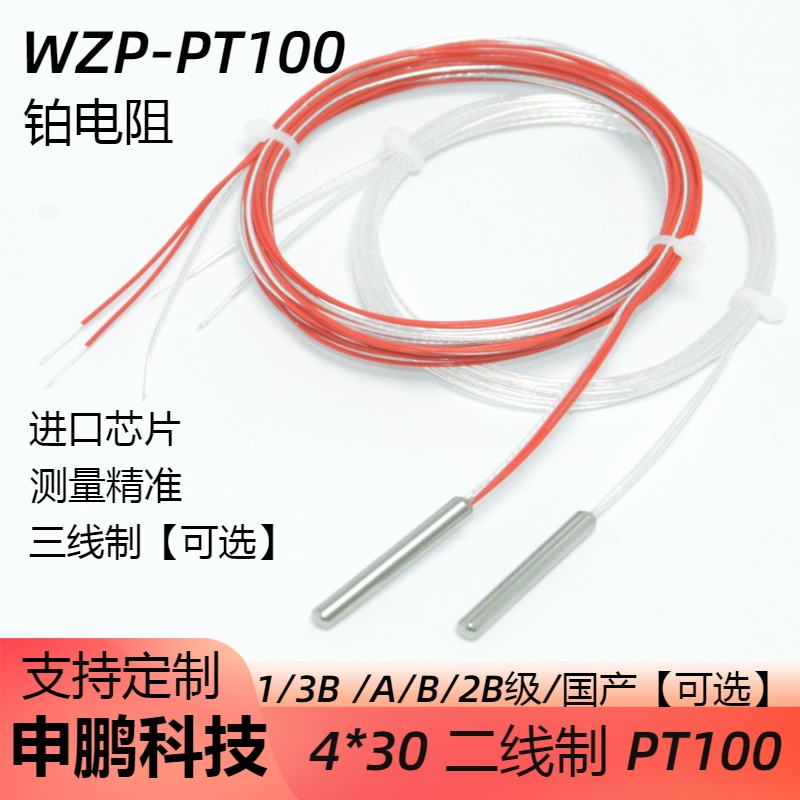 WZP-PT100温度传感器铂电阻二线制PT1000三线制热电阻芯热电偶芯-封面