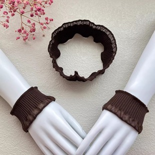 春秋弹力小毛线荷叶边圆领子袖口半成品女缝上去加长高可拆卸毛衣