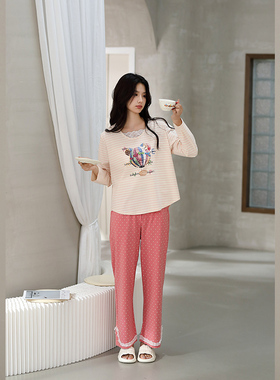 雅巧54976秋季女士丝光纯棉家居服套装