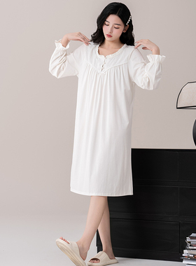 佳洁儿94506秋季女士纯色蕾丝花边棉+莫代尔居家睡裙