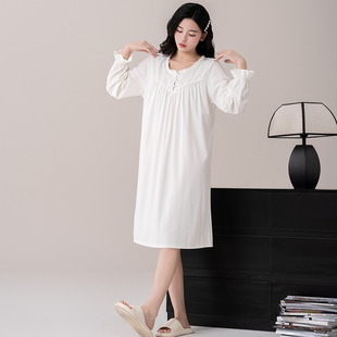 佳洁儿94506秋季女士纯色蕾丝花边棉+莫代尔居家睡裙