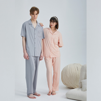 佳洁儿男21061女21642夏季情侣款短袖长裤纯色冰爽棉套装