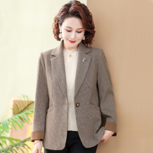 中年妈妈西装外套女款春秋季中老年洋气时尚女士休闲减龄春装上衣