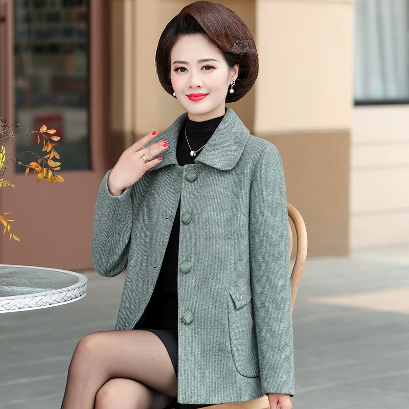 中年妈妈春秋款女装外套中老年洋气高贵呢子春装宽松2025新款上衣
