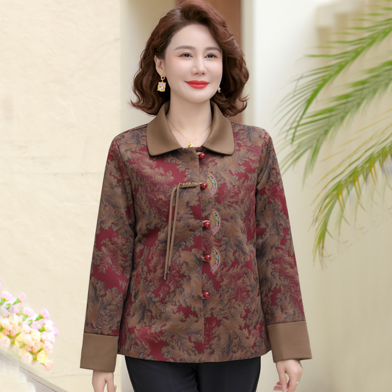 中年妈妈春装薄款风衣夹克外套短款中老年女春秋洋气高贵中式上衣