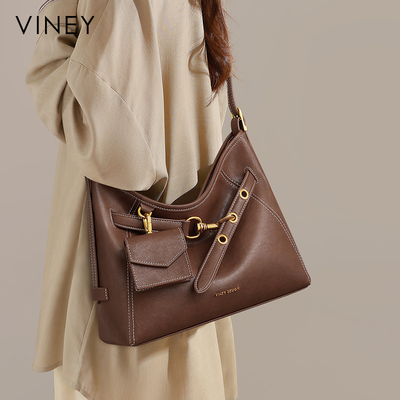 Viney托特包包女式2026新款女包真皮单肩斜跨包大容量hobo通勤包