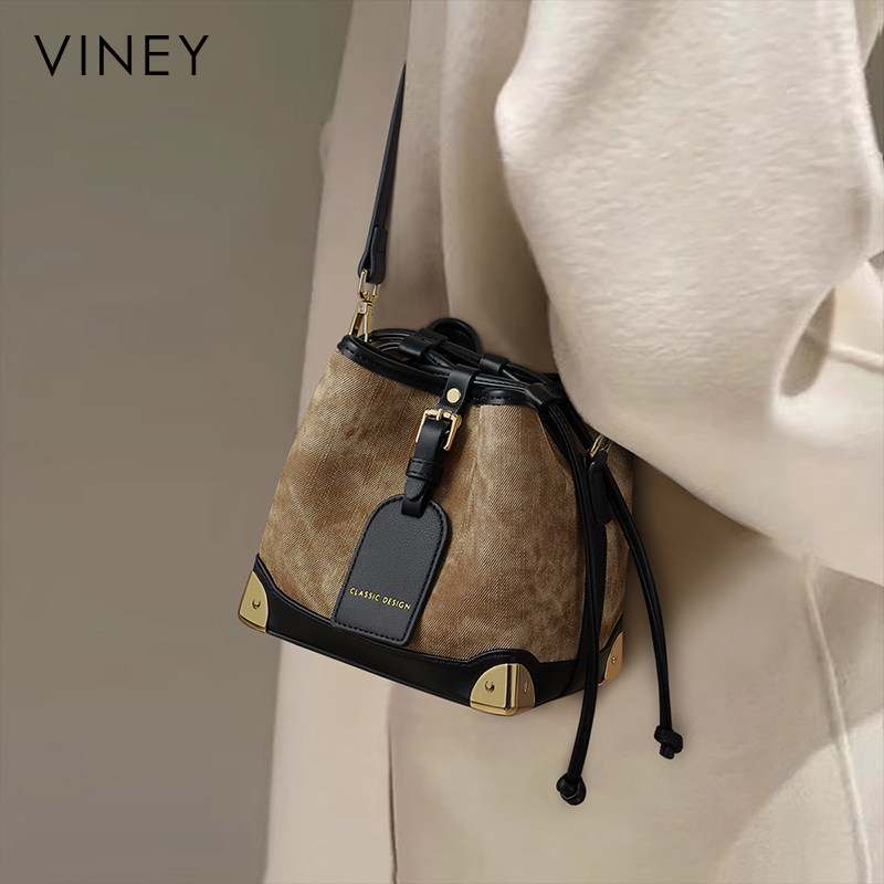 Viney水桶包包2025新款女包单肩小包轻奢小众通勤包高级感斜挎包