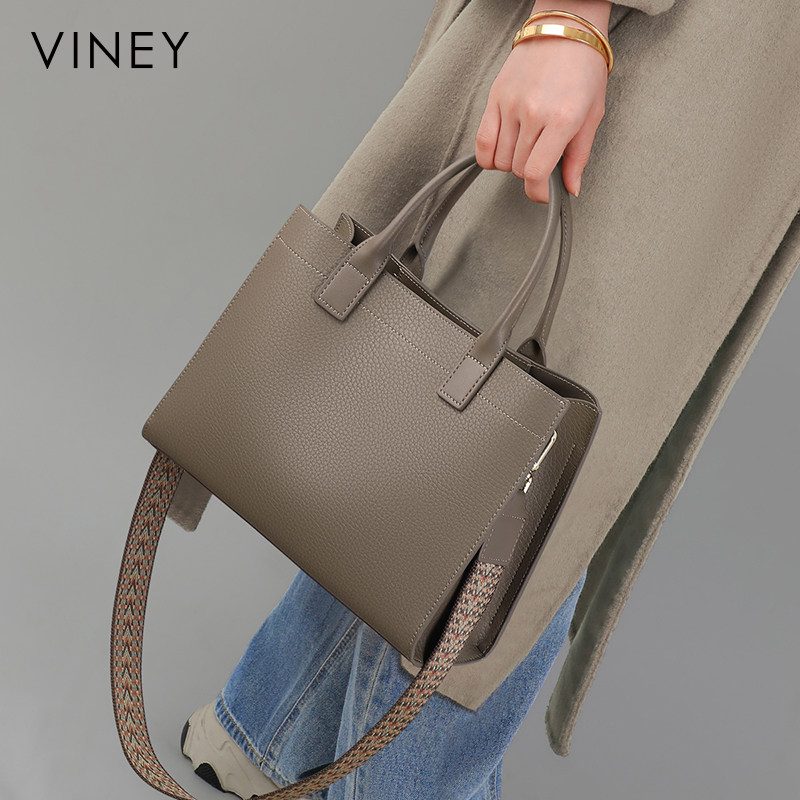Viney包包女2025新款夏天手提斜挎包高级感真皮女包通勤包单肩包