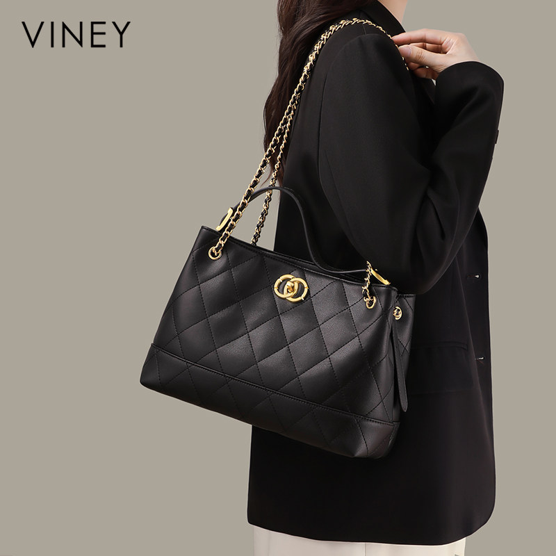 Viney托特包包女式2025新款女包秋冬水桶包大容量单肩手提斜挎包