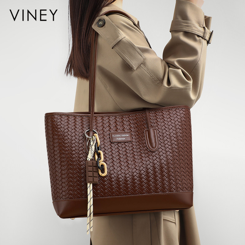 Viney托特包包女式2025新款女包秋冬单肩包高级感复古编织腋下包