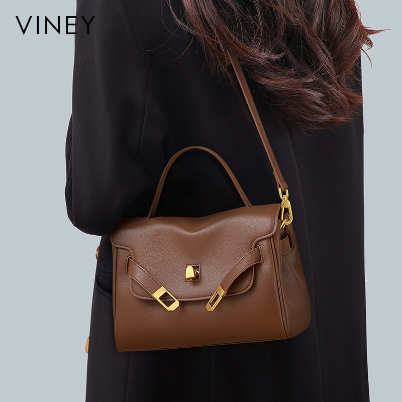 Viney包包女式2026新款女包真皮单肩斜挎包大容量通勤手提凯莉包