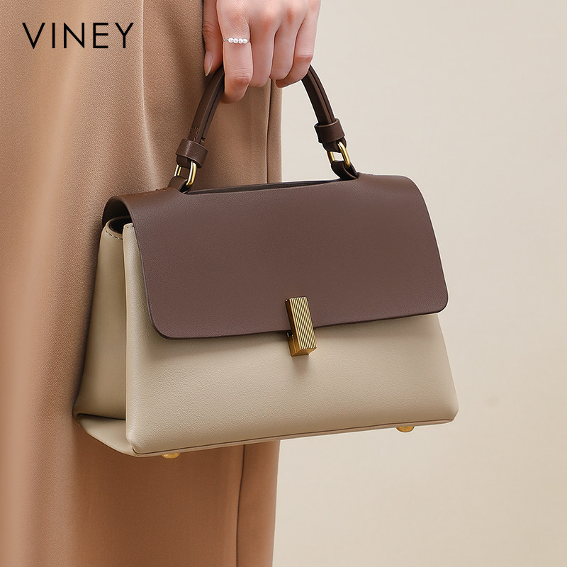 Viney包包女士2025新款冬妈妈高级感手提包大容量真皮斜挎包女包
