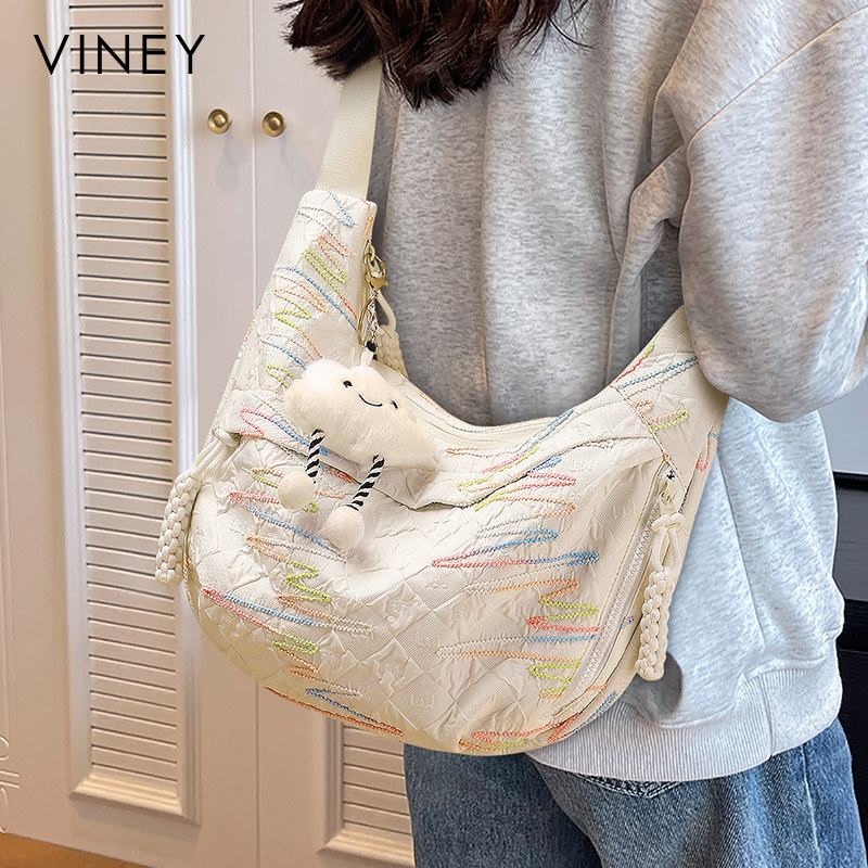 Viney托特包包2025新款帆布女包大容量购物袋通勤单肩斜挎腋下包