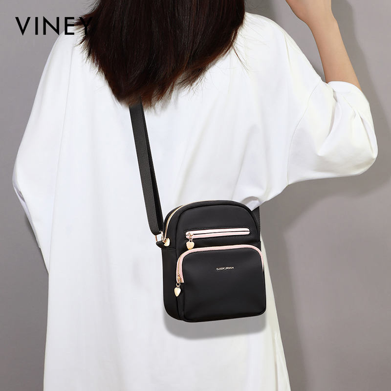 Viney包包2025新款女包夏天单肩斜挎包帆布腰包休闲百搭手机小包