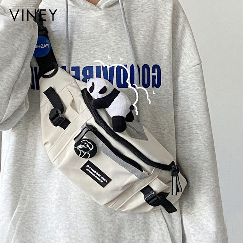 Viney包包女2025新款斜挎包男款潮流腰包胸包帆布包饺子包单肩包